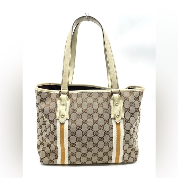 Gucci GG Canvas Sherry line Beige Tote Bag with charm - Picture 2 of 12